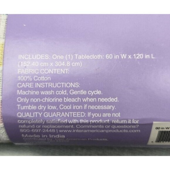 HOLIDAY HOME Spring Easter Cotton Bunny Trails Plaid Tablecloth 60” X 120” - Picture 5 of 14